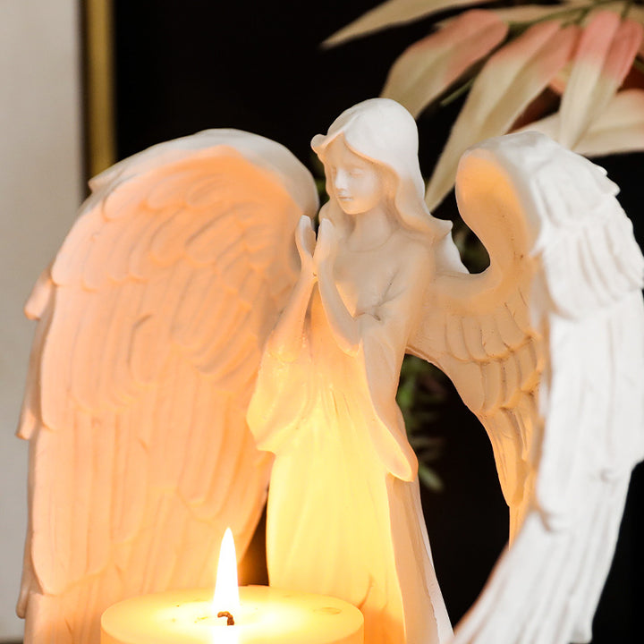 Bougeoir Olivenorma Nordic Pure White Wings Ange Priant