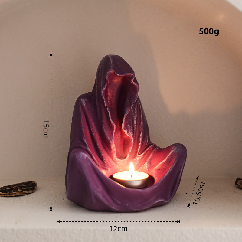 Bougeoir décoratif en résine en forme de sorcier fantomatique Olivenorma