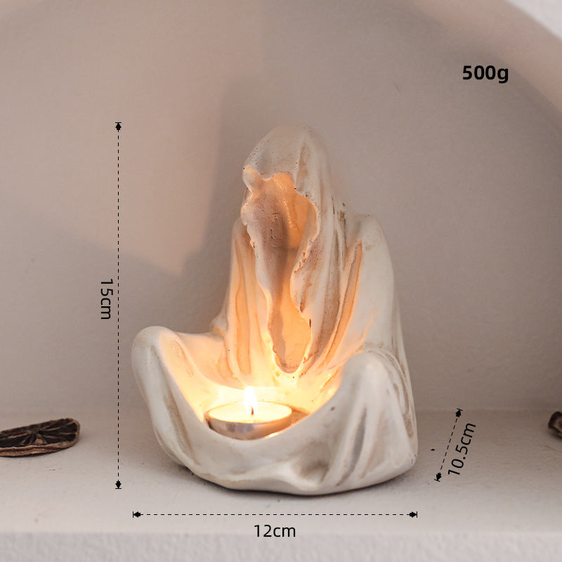 Bougeoir décoratif en résine en forme de sorcier fantomatique Olivenorma