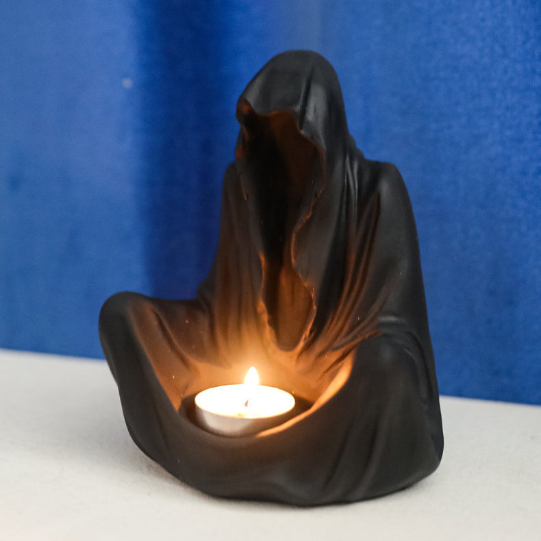Bougeoir décoratif en résine en forme de sorcier fantomatique Olivenorma