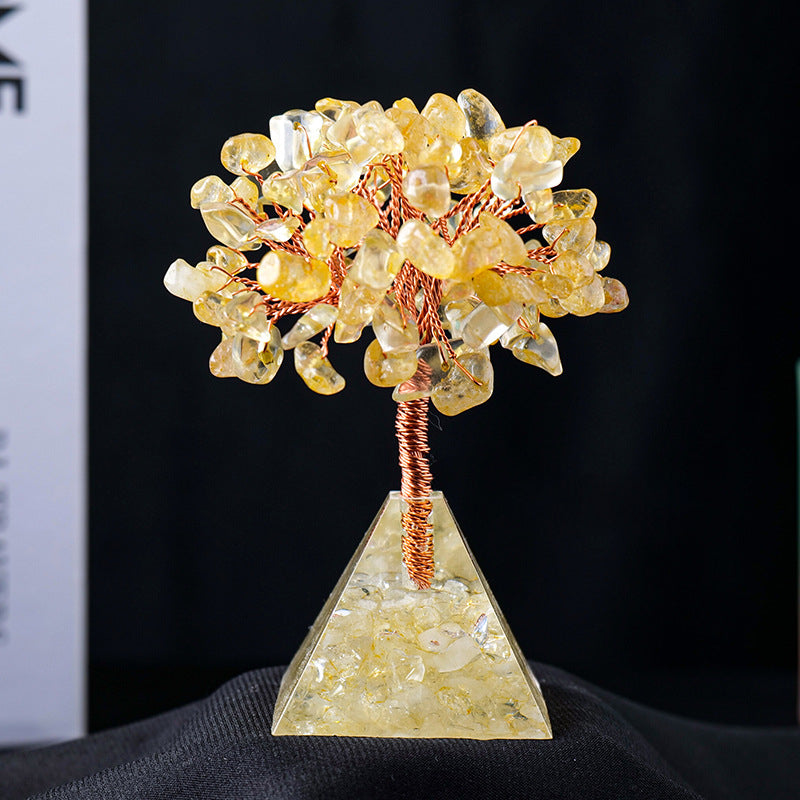 Base de pyramide en gravier de cristal naturel Olivenorma pour arbre Feng Shui