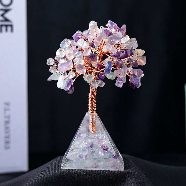 Base de pyramide en gravier de cristal naturel Olivenorma pour arbre Feng Shui