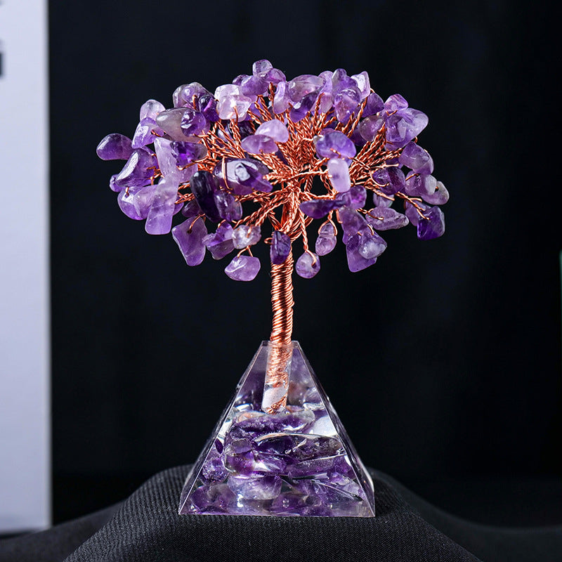 Base de pyramide en gravier de cristal naturel Olivenorma pour arbre Feng Shui