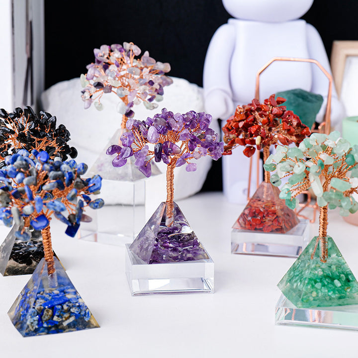 Base de pyramide en gravier de cristal naturel Olivenorma pour arbre Feng Shui