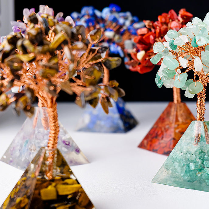 Base de pyramide en gravier de cristal naturel Olivenorma pour arbre Feng Shui