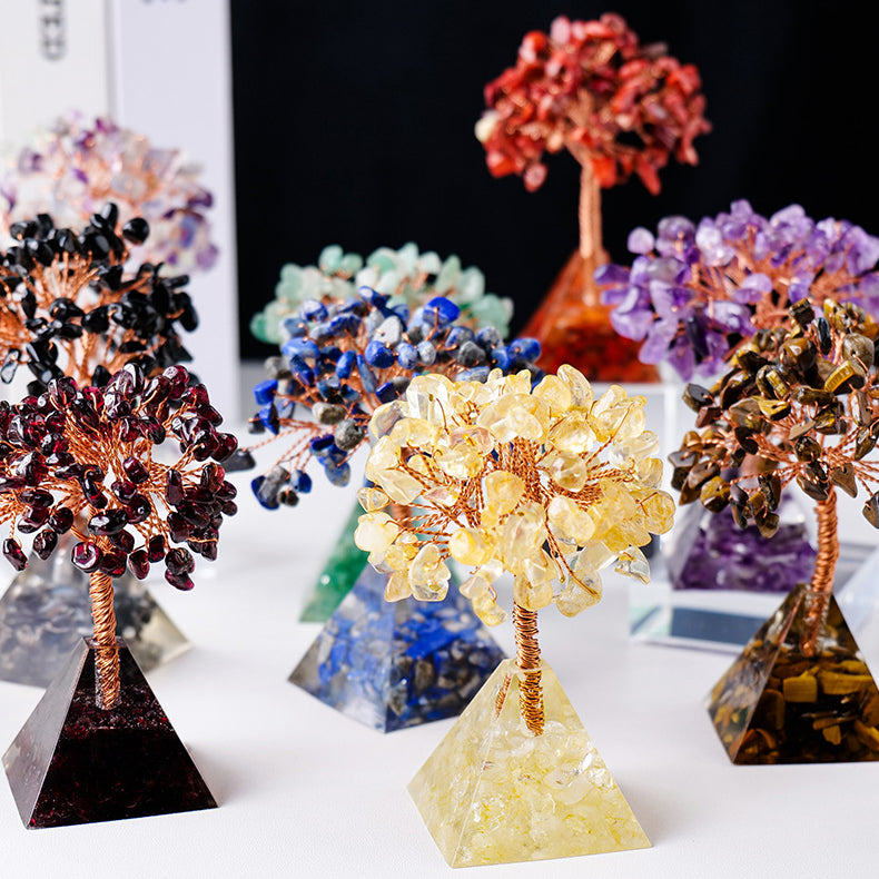 Base de pyramide en gravier de cristal naturel Olivenorma pour arbre Feng Shui