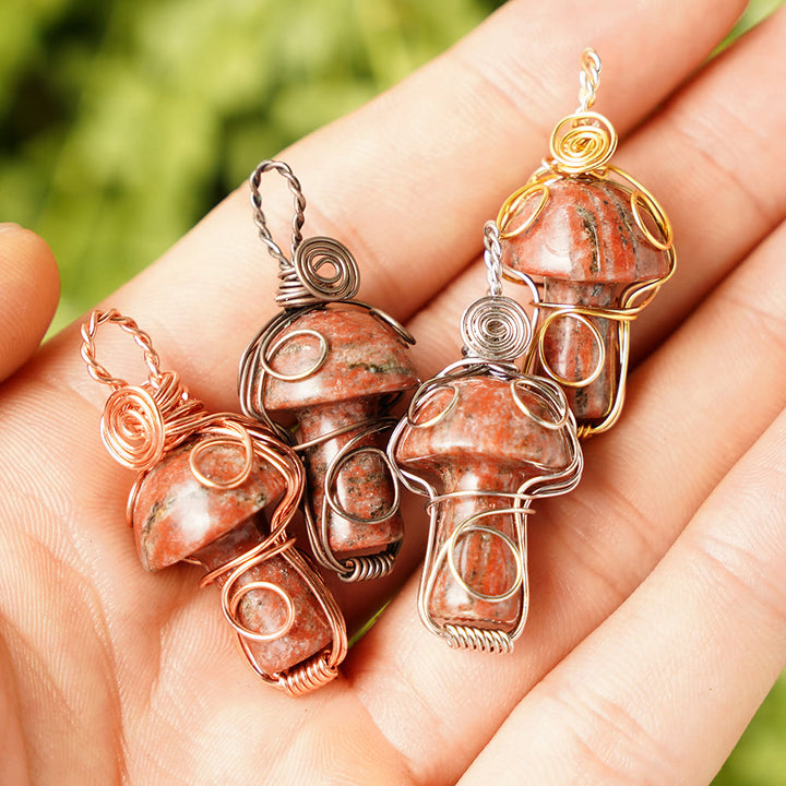 Collier en pierre de guérison naturelle Olivenorma aux champignons