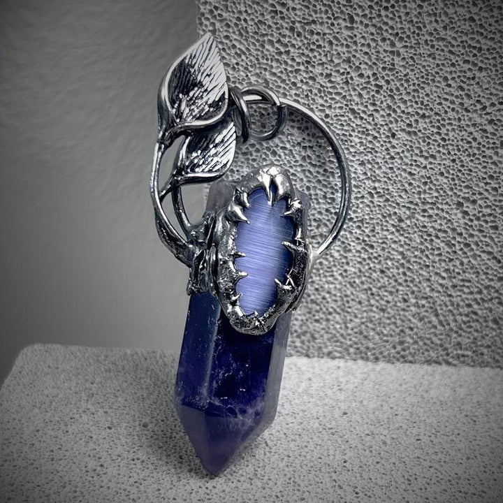 Collier avec pendentif en pierre précieuse en cristal à gratter fantôme d'Halloween Olivenorma