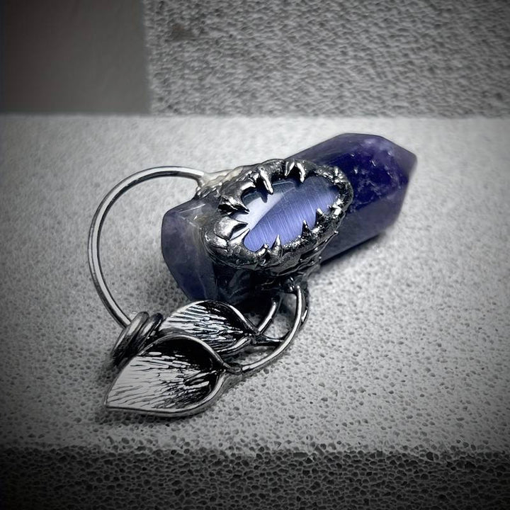 Collier avec pendentif en pierre précieuse en cristal à gratter fantôme d'Halloween Olivenorma