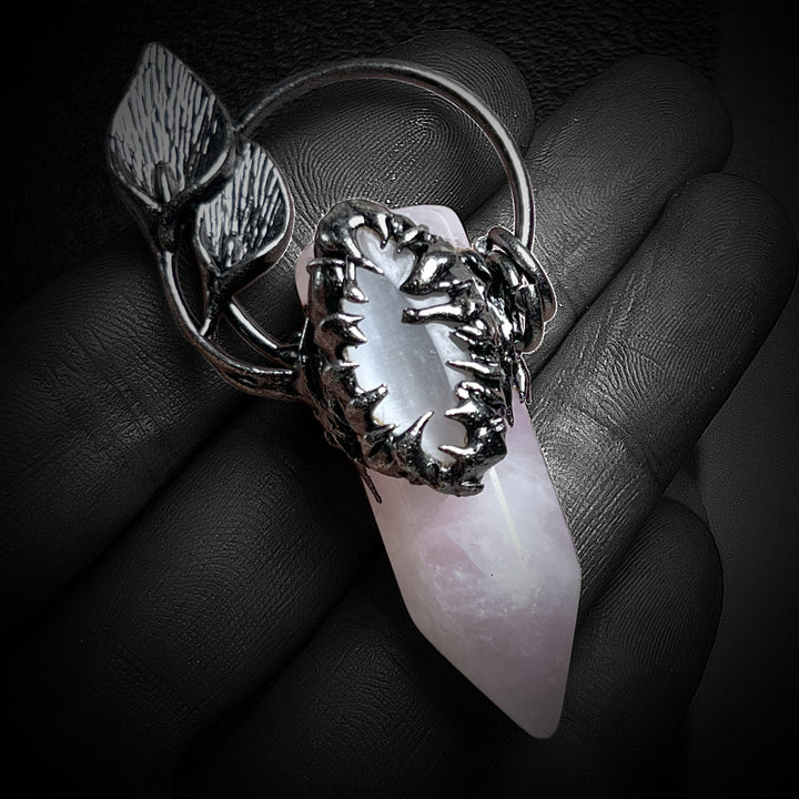 Collier avec pendentif en pierre précieuse en cristal à gratter fantôme d'Halloween Olivenorma