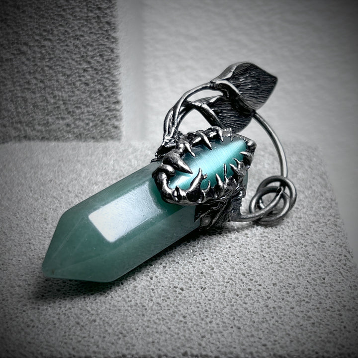 Collier avec pendentif en pierre précieuse en cristal à gratter fantôme d'Halloween Olivenorma