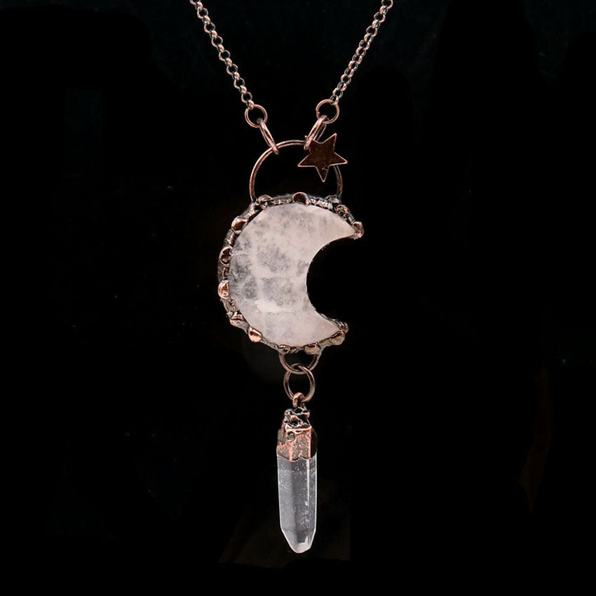 Collier avec pendentif en cristal de lune et étoile en pierres précieuses Olivenorma - Cristal clair et quartz clair - image 7
