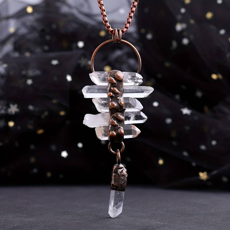 Collier en quartz clair irrégulier à six pampilles Olivenorma