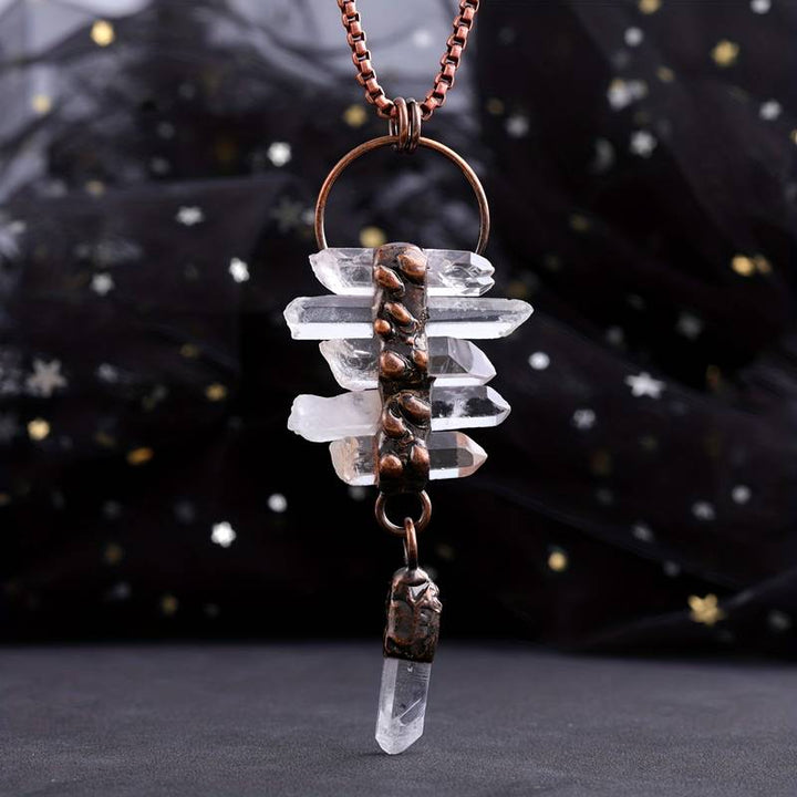 Collier en quartz clair irrégulier à six pampilles Olivenorma