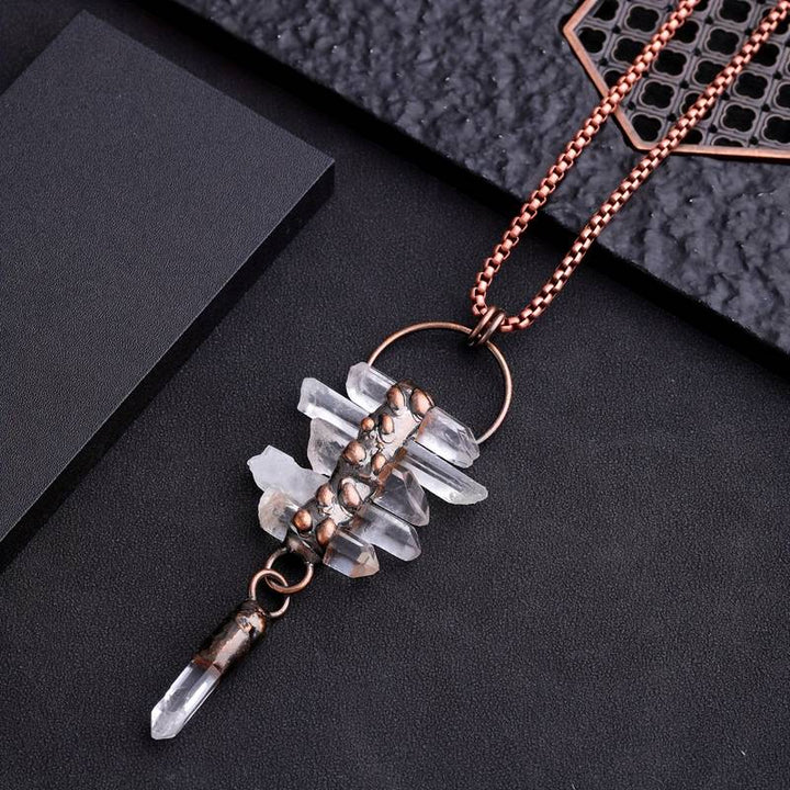 Collier en quartz clair irrégulier à six pampilles Olivenorma