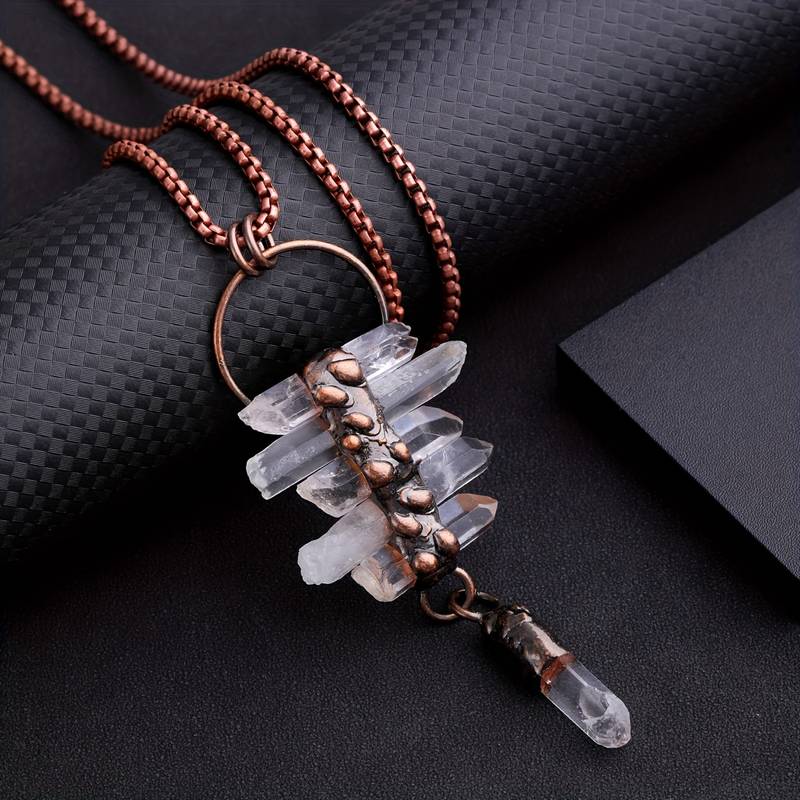 Collier en quartz clair irrégulier à six pampilles Olivenorma