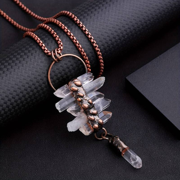 Collier en quartz clair irrégulier à six pampilles Olivenorma