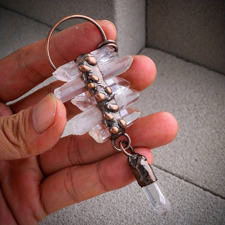 Collier en quartz clair irrégulier à six pampilles Olivenorma