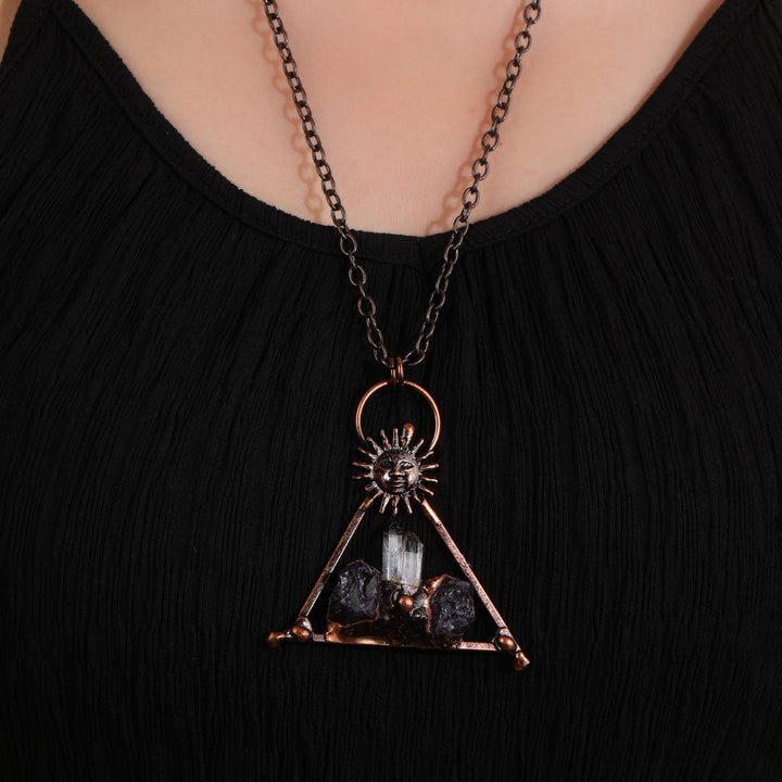 Collier en cuivre et quartz clair avec améthyste Olivenorma