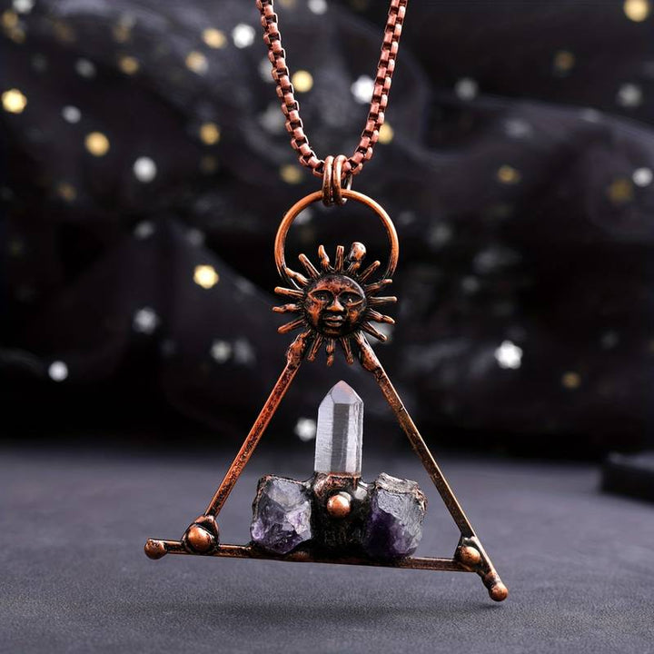 Collier en cuivre et quartz clair avec améthyste Olivenorma