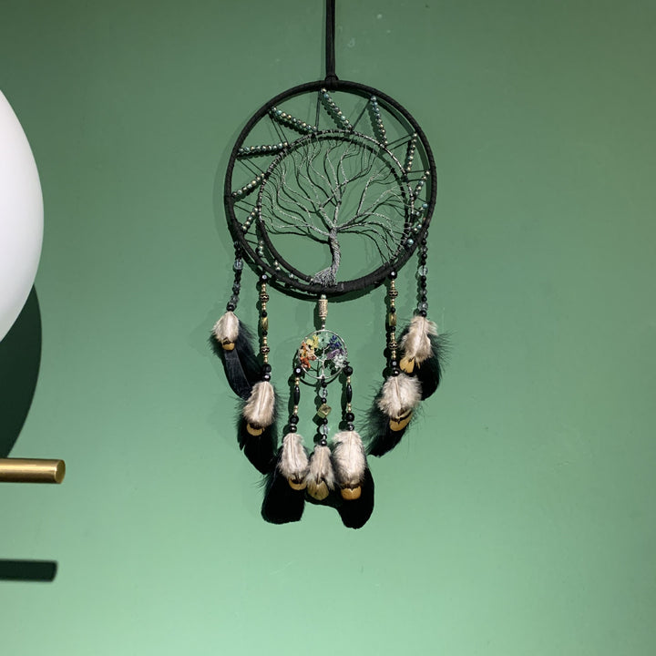Capteur de rêves noir Arbre de vie Chakra Olivenorma