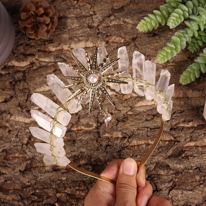 Couronne de cristal de mariage avec diadème de la déesse du soleil Olivenorma