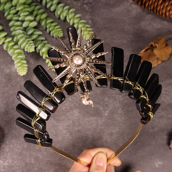 Couronne de cristal de mariage avec diadème de la déesse du soleil Olivenorma