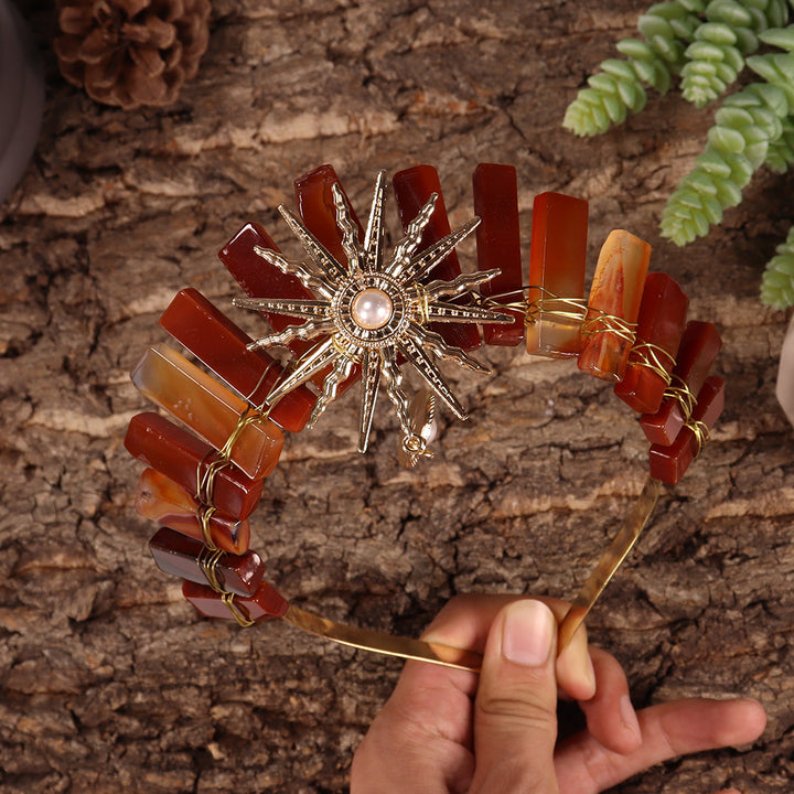 Couronne de cristal de mariage avec diadème de la déesse du soleil Olivenorma