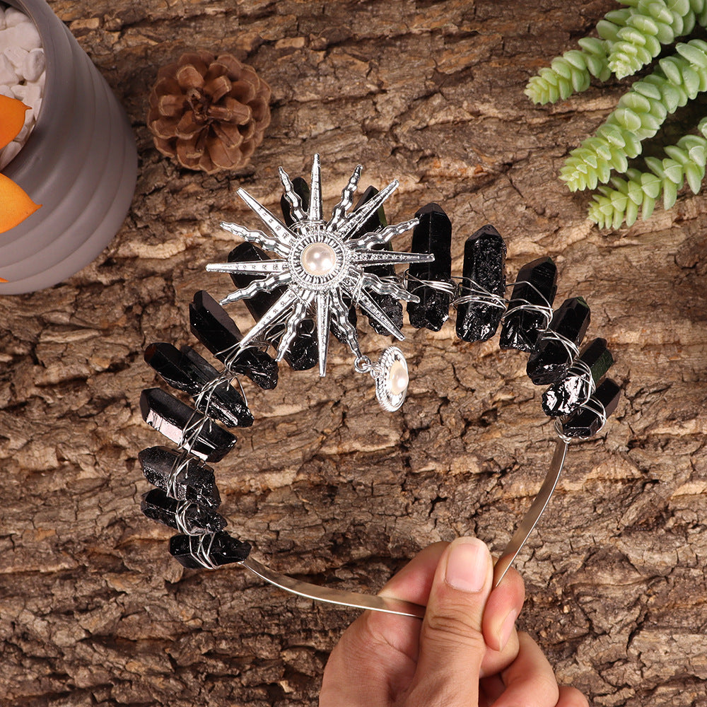 Couronne de cristal de mariage avec diadème de la déesse du soleil Olivenorma