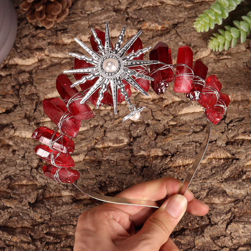 Couronne de cristal de mariage avec diadème de la déesse du soleil Olivenorma