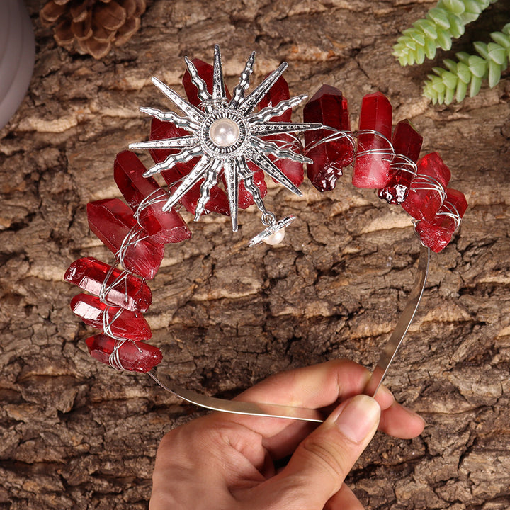 Couronne de cristal de mariage avec diadème de la déesse du soleil Olivenorma
