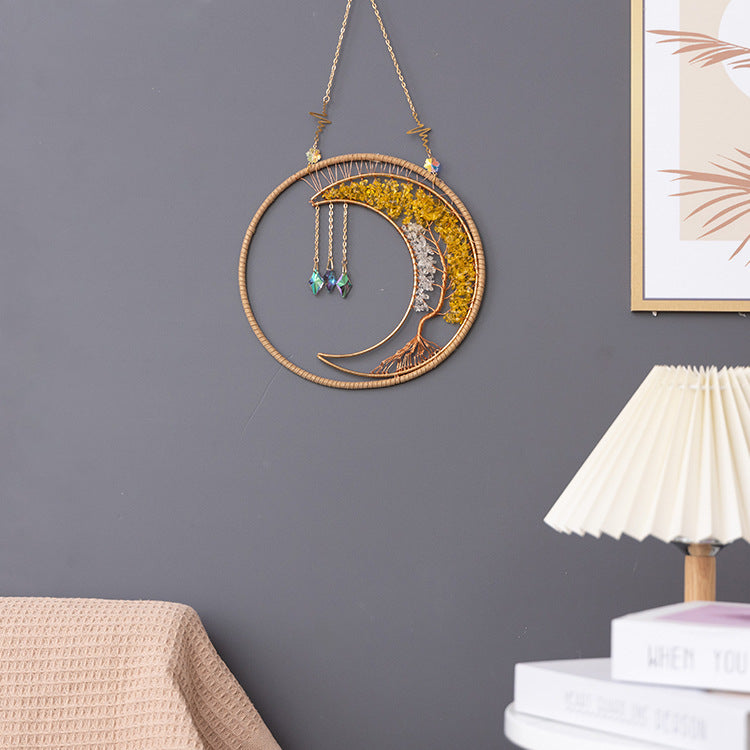 Carillon à vent en cristal transparent avec citrine et arbre de vie Olivenorma