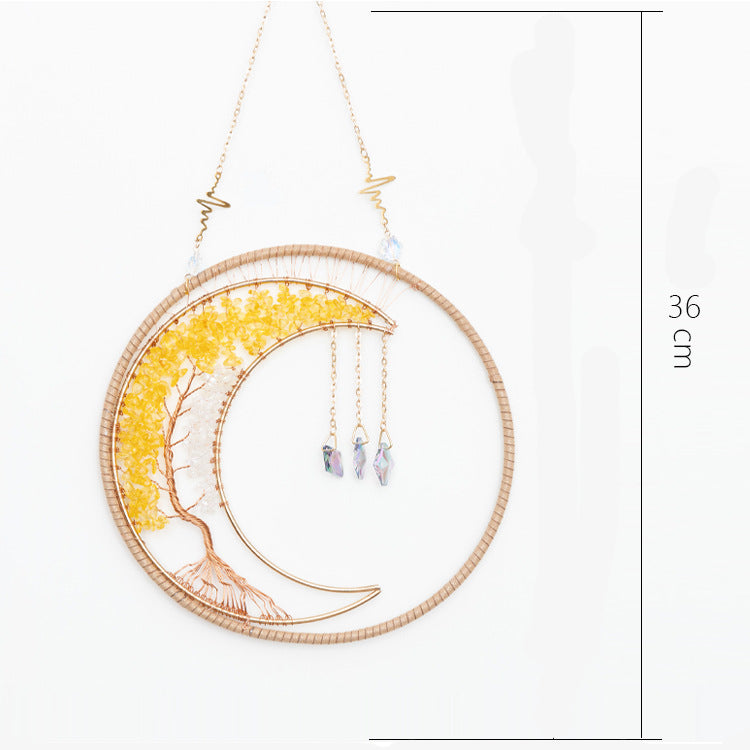 Carillon à vent en cristal transparent avec citrine et arbre de vie Olivenorma