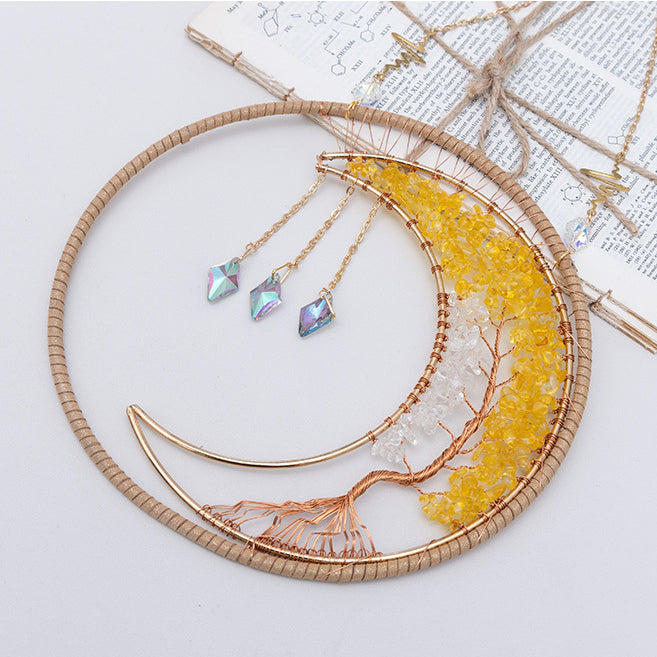 Carillon à vent en cristal transparent avec citrine et arbre de vie Olivenorma