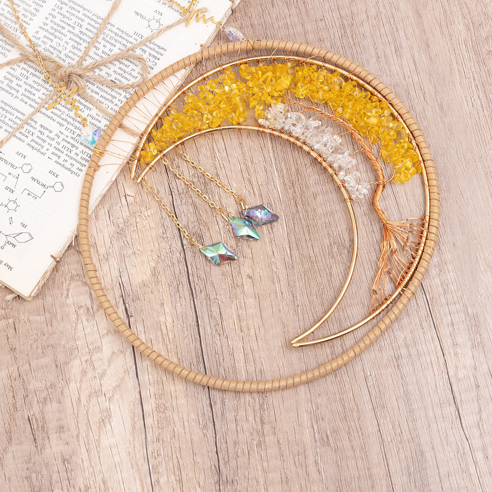 Carillon à vent en cristal transparent avec citrine et arbre de vie Olivenorma