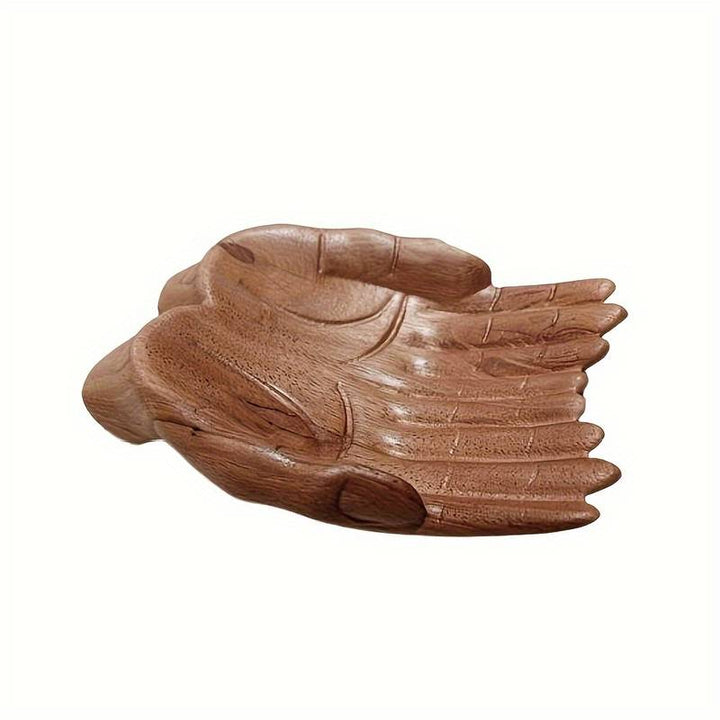 Bol d'offrande en cristal sculpté en bois avec mains Olivenorma