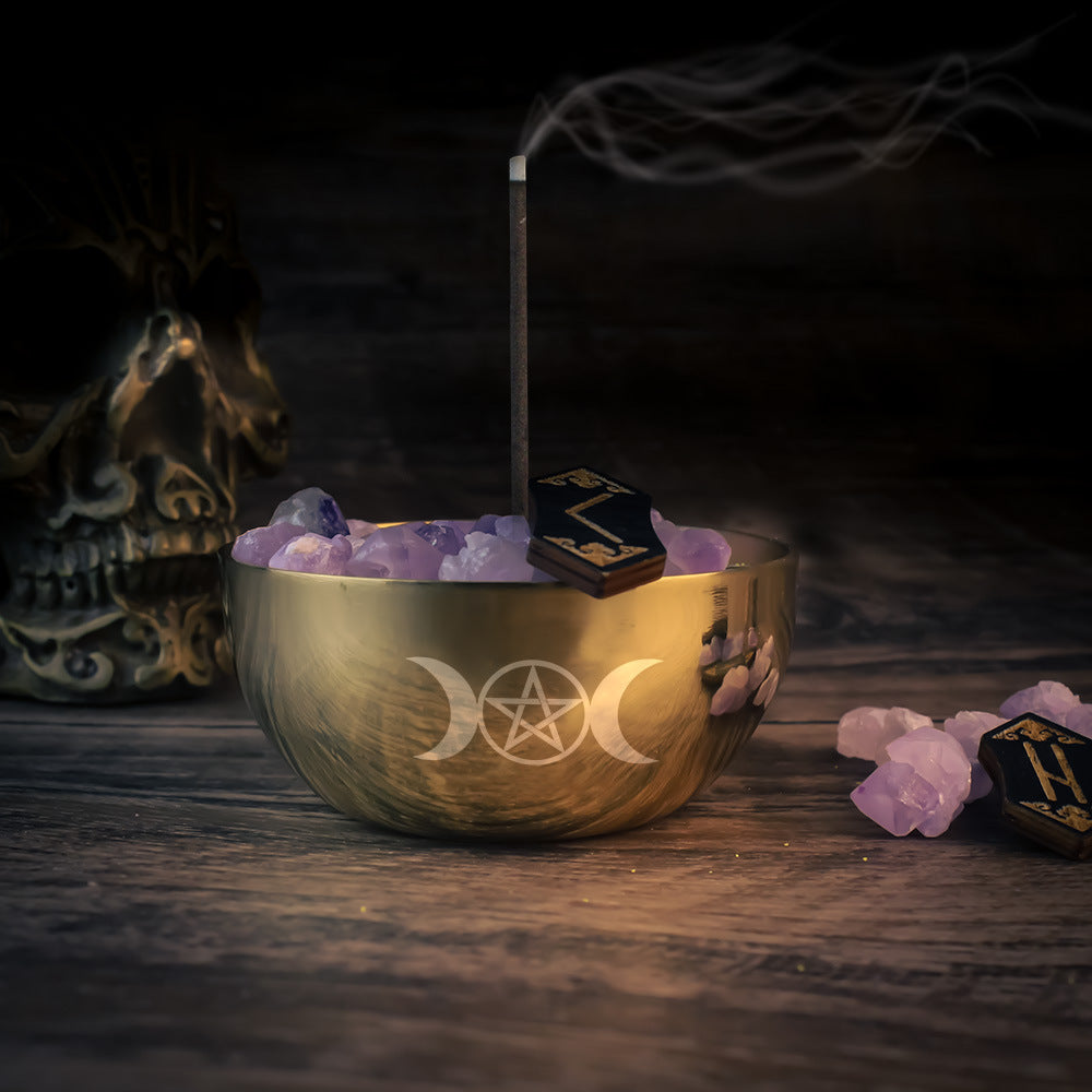 Brûleur d'encens en laiton pentacle Olivenorma pour divination et méditation