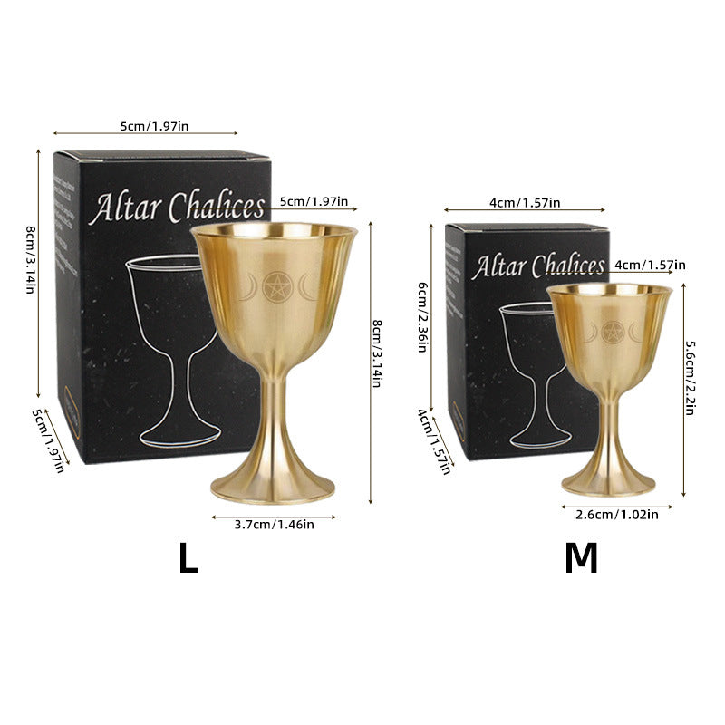 Calice en laiton de méditation divinatoire de pentacle lunaire triphasé Olivenorma