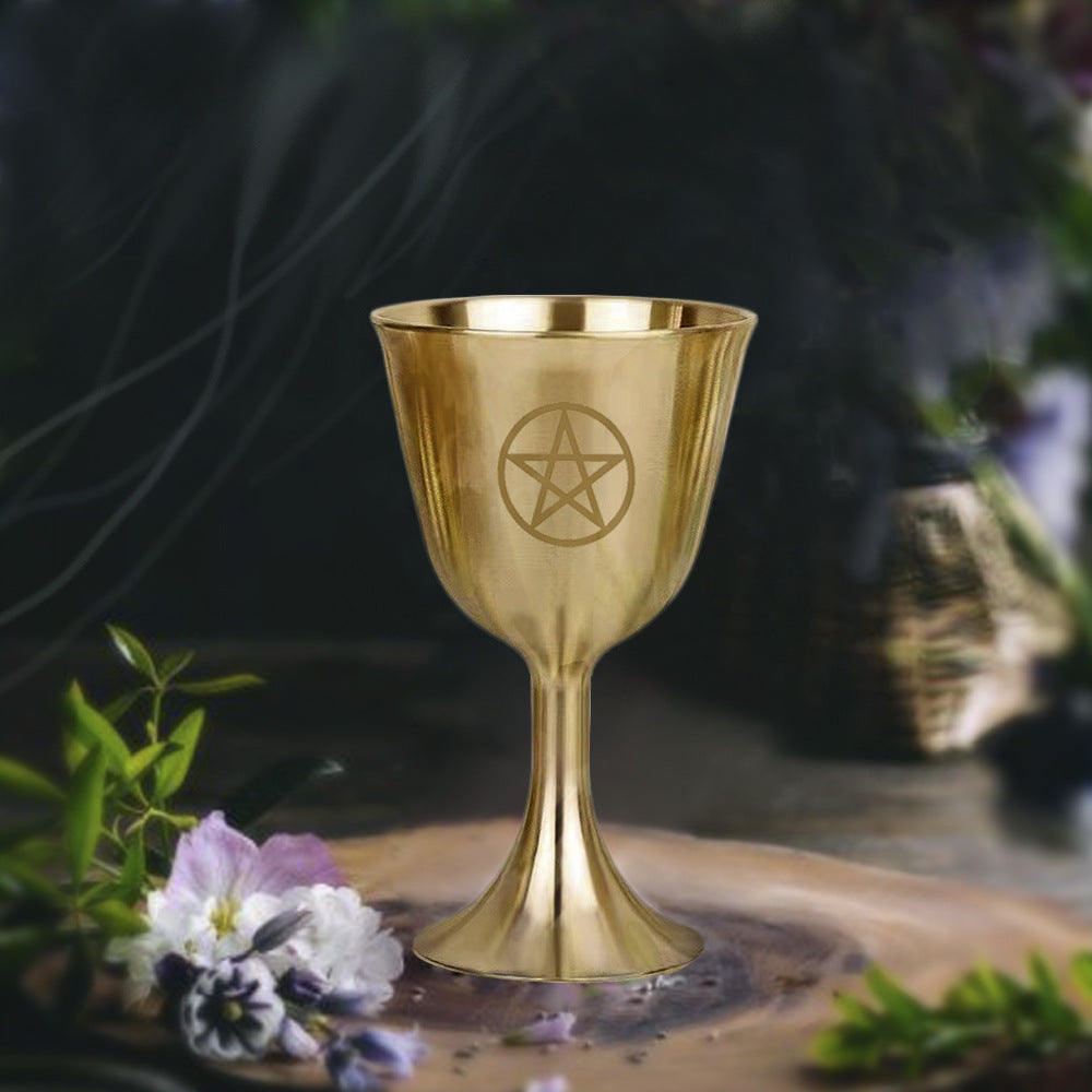 Calice en laiton de méditation divinatoire de pentacle lunaire triphasé Olivenorma