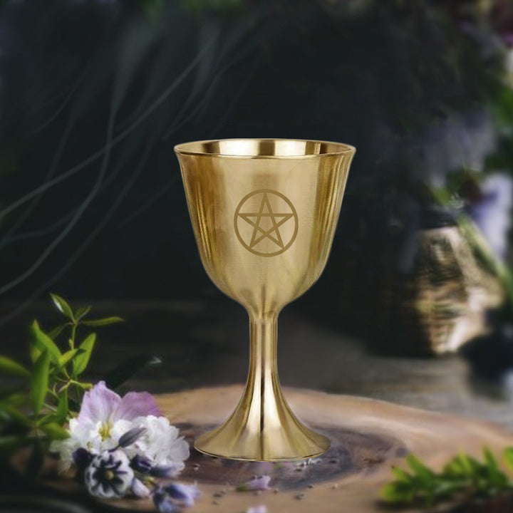 Calice en laiton de méditation divinatoire de pentacle lunaire triphasé Olivenorma