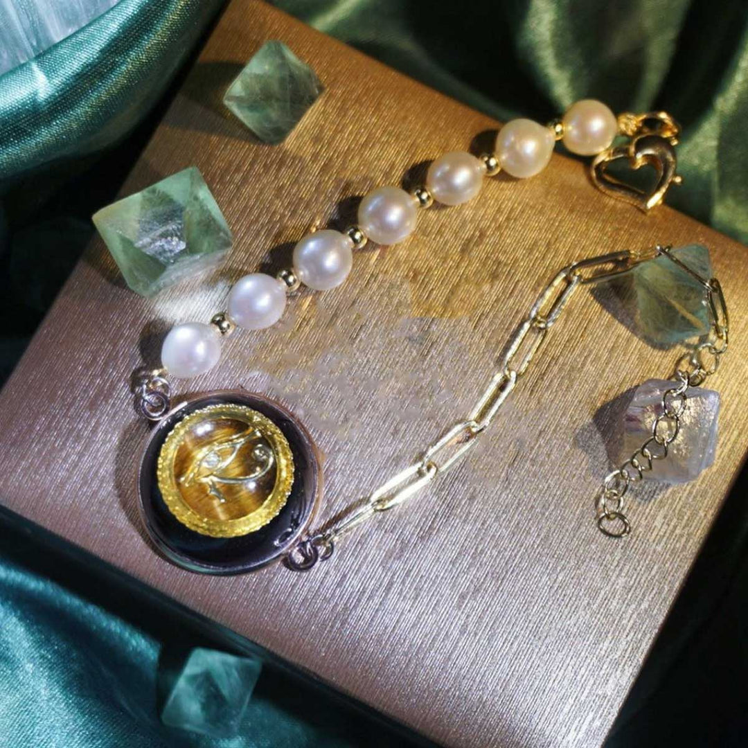 Bracelet Clé de Vie en Pierre Naturelle Olivenorma Symbole Oeil d'Horus