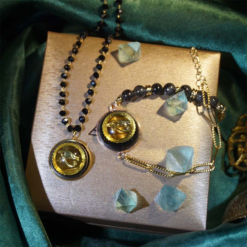 Bracelet Clé de Vie en Pierre Naturelle Olivenorma Symbole Oeil d'Horus