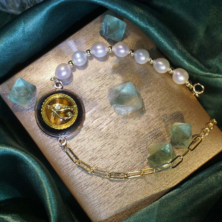 Bracelet Clé de Vie en Pierre Naturelle Olivenorma Symbole Oeil d'Horus