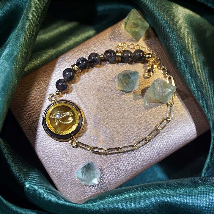 Bracelet Clé de Vie en Pierre Naturelle Olivenorma Symbole Oeil d'Horus