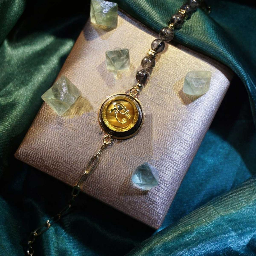 Bracelet Clé de Vie en Pierre Naturelle Olivenorma Symbole Oeil d'Horus