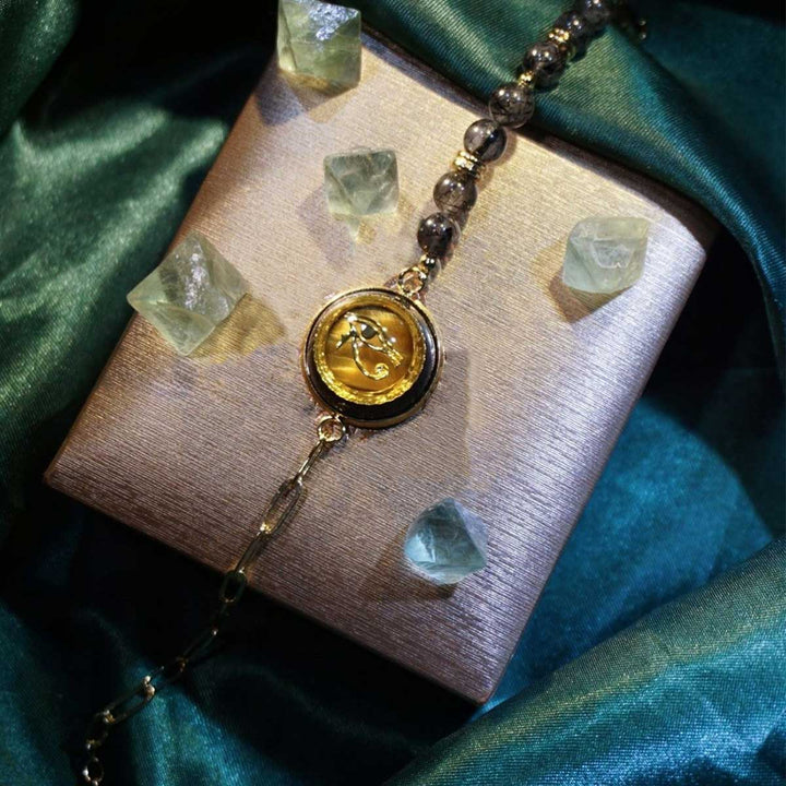 Bracelet Clé de Vie en Pierre Naturelle Olivenorma Symbole Oeil d'Horus