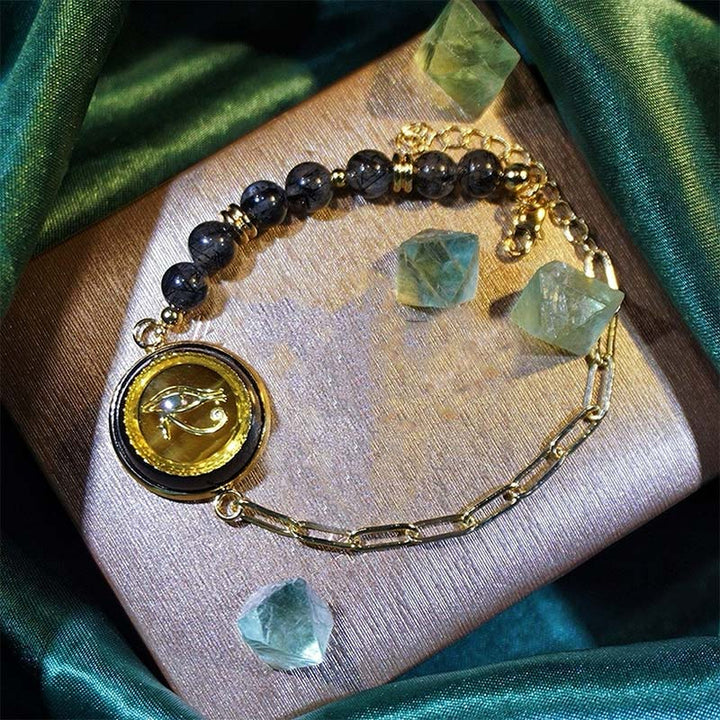Bracelet Clé de Vie en Pierre Naturelle Olivenorma Symbole Oeil d'Horus