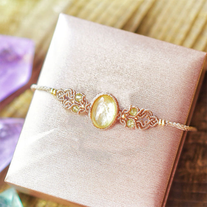 Bracelet tissé à la main en aigue-marine, lépidolite et charoïte naturelle Olivenorma