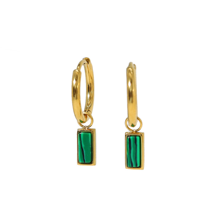 Boucles d'oreilles pendantes rectangulaires en turquoise naturelle Olivenorma