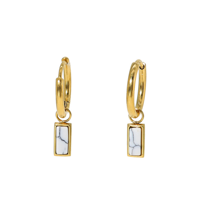 Boucles d'oreilles pendantes rectangulaires en turquoise naturelle Olivenorma